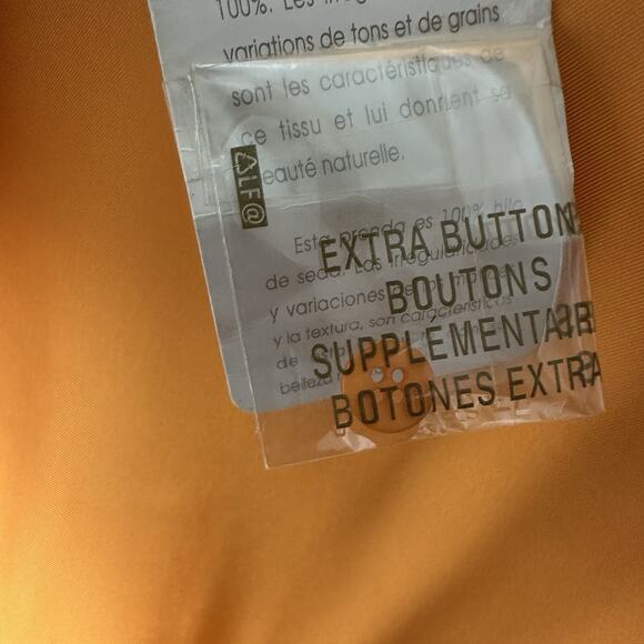 Jones New York 100% Silk Button Front Blouse XL Orange Sherbet Shirt NWT NOS Y2K - Picture 13 of 14